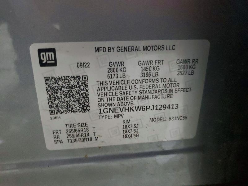 Auction sale of the 2023 Chevrolet Traverse, vin: 1GNEVHKW6PJ129413, lot number: 62125656