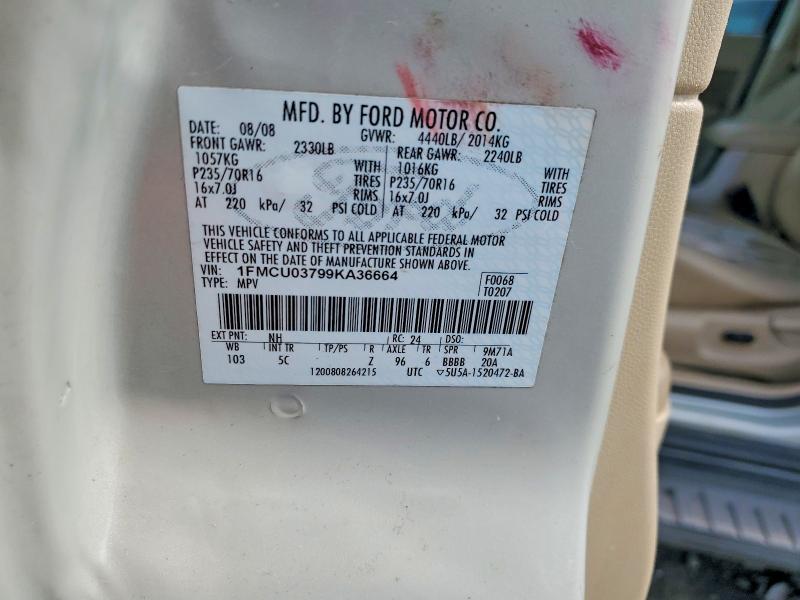 63304416 :رقم المزاد ، 1FMCU03799KA36664 vin ، 2009 Ford Escape مزاد بيع