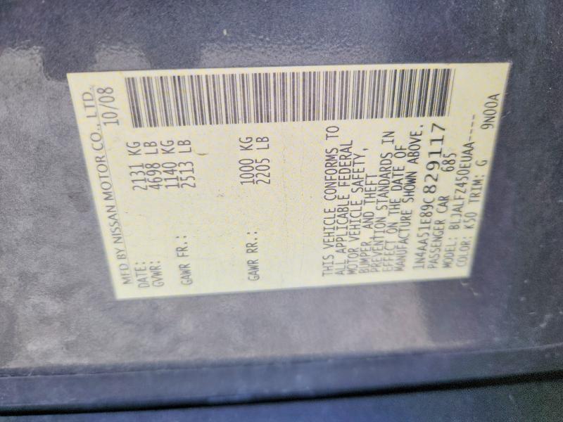 Продажа на аукционе авто 2009 Nissan Maxima, vin: 1N4AA51E89C829117, номер лота: 60837246
