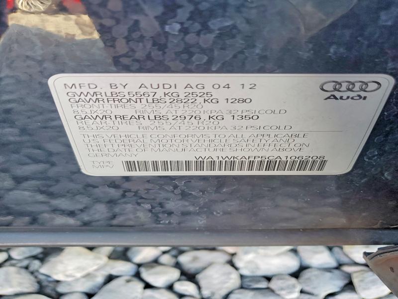 63030546 :رقم المزاد ، WA1WKAFP5CA106208 vin ، 2012 Audi Q5 مزاد بيع