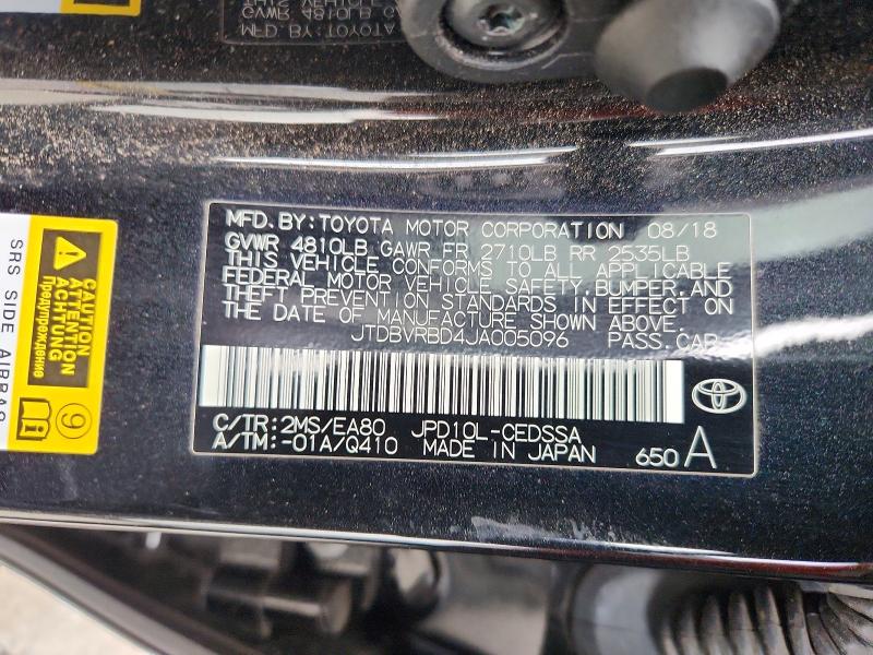 2018 Toyota Mirai მანქანა იყიდება აუქციონზე, vin: JTDBVRBD4JA005096, აუქციონის ნომერი: 59301006
