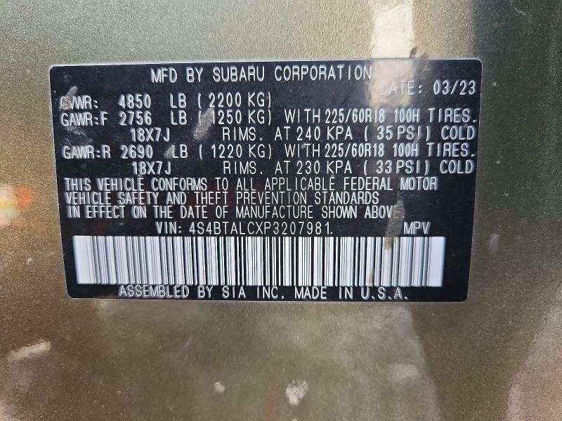 Aukcja sprzedaży 2023 Subaru Outback, vin: 4S4BTALCXP3207981, numer aukcji: 61162866
