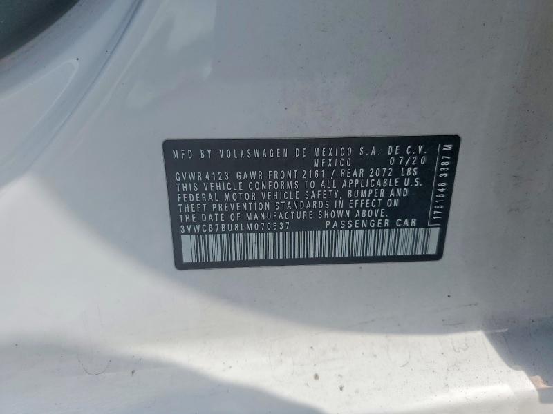 59608486 :رقم المزاد ، 3VWCB7BU8LM070537 vin ، 2020 Volkswagen Jetta مزاد بيع