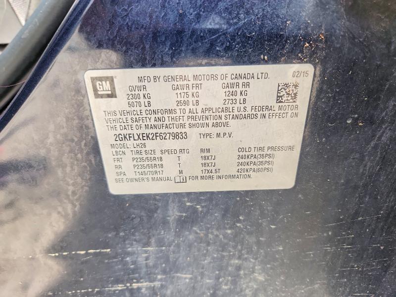 Aukcja sprzedaży 2015 Gmc Terrain, vin: 2GKFLXEK2F6279833, numer aukcji: 60363576