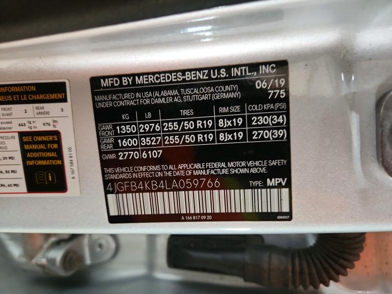 Aukcja sprzedaży 2020 Mercedes-benz Gle, vin: 4JGFB4KB4LA059766, numer aukcji: 61466836