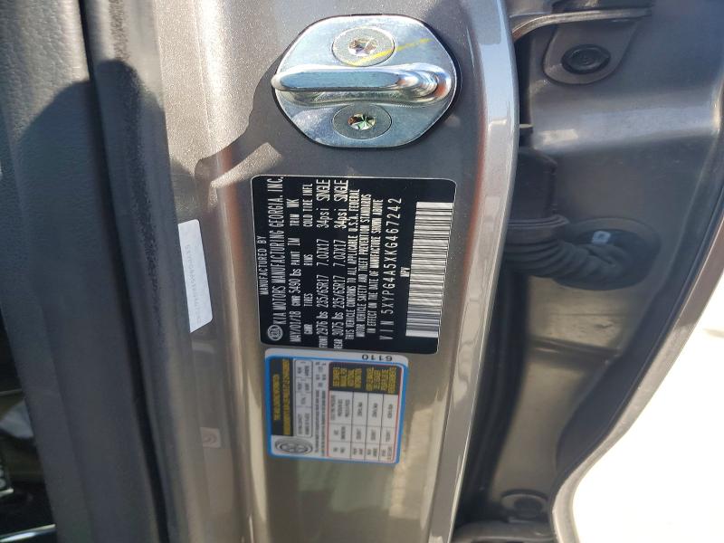 62542656 :رقم المزاد ، 5XYPG4A5XKG467242 vin ، 2019 Kia Sorento مزاد بيع