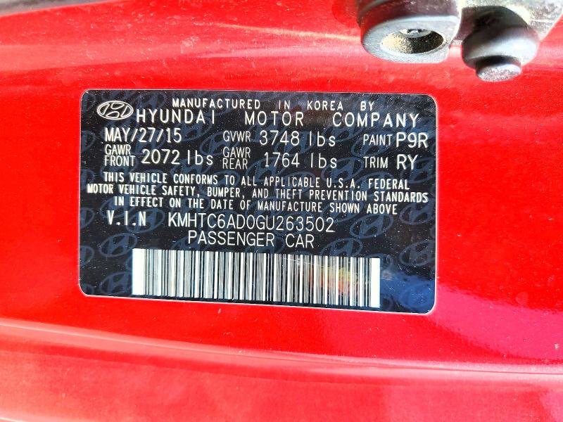 2016 Hyundai Veloster მანქანა იყიდება აუქციონზე, vin: KMHTC6AD0GU263502, აუქციონის ნომერი: 61806696