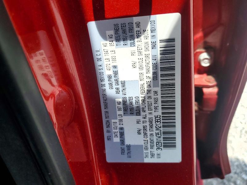 59290336 :رقم المزاد ، 3MZBN1W35JM213605 vin ، 2018 Mazda 3 مزاد بيع