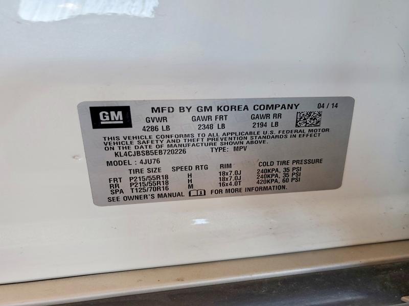 Продажа на аукционе авто 2014 Buick Encore, vin: KL4CJBSB5EB720226, номер лота: 61445416