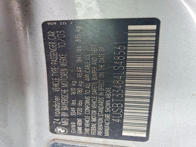 Aukcja sprzedaży 2004 Bmw Z4, vin: 4USBT33484LS48561, numer aukcji: 62529246