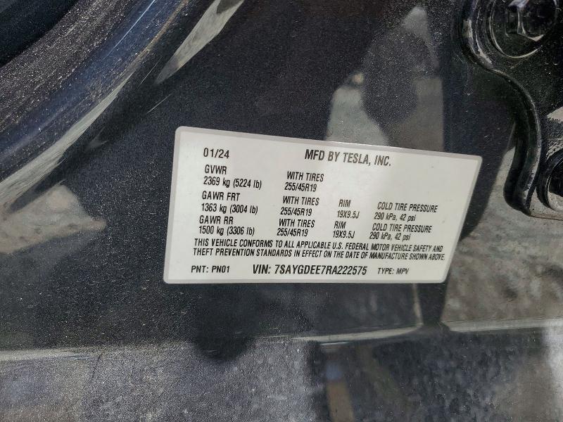 Aukcja sprzedaży 2024 Tesla Model Y, vin: 7SAYGDEE7RA222575, numer aukcji: 59879126