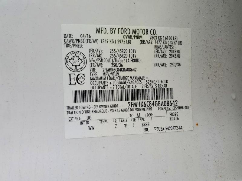 Продаж на аукціоні авто 2016 Ford Flex, vin: 2FMHK6C84GBA08642, номер лоту: 62430446