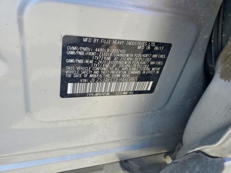 2014 Subaru Forester მანქანა იყიდება აუქციონზე, vin: JF2SJAEC0EH460865, აუქციონის ნომერი: 60179516