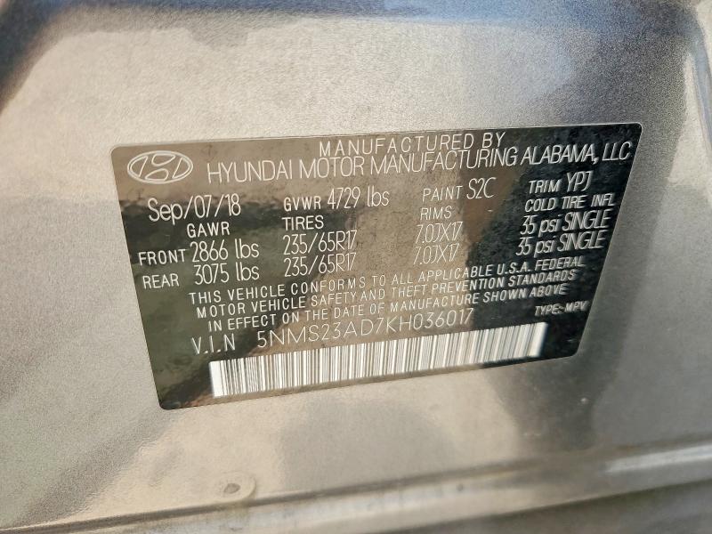 Продаж на аукціоні авто 2019 Hyundai Santa Fe, vin: 5NMS23AD7KH036017, номер лоту: 61332926