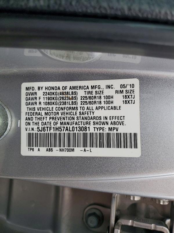Продажа на аукционе авто 2010 Honda Accord Crosstour, vin: 5J6TF1H57AL013081, номер лота: 61084116