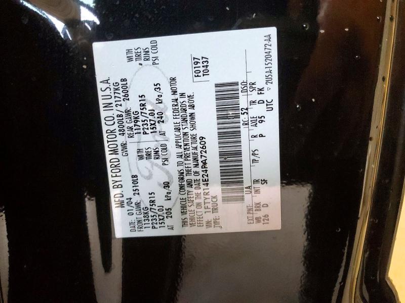 61624546 :رقم المزاد ، 1FTYR14E24PA72609 vin ، 2004 Ford Ranger مزاد بيع