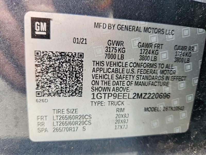 Aukcja sprzedaży 2021 Gmc Sierra, vin: 1GTP9EEL2MZ220696, numer aukcji: 59973806