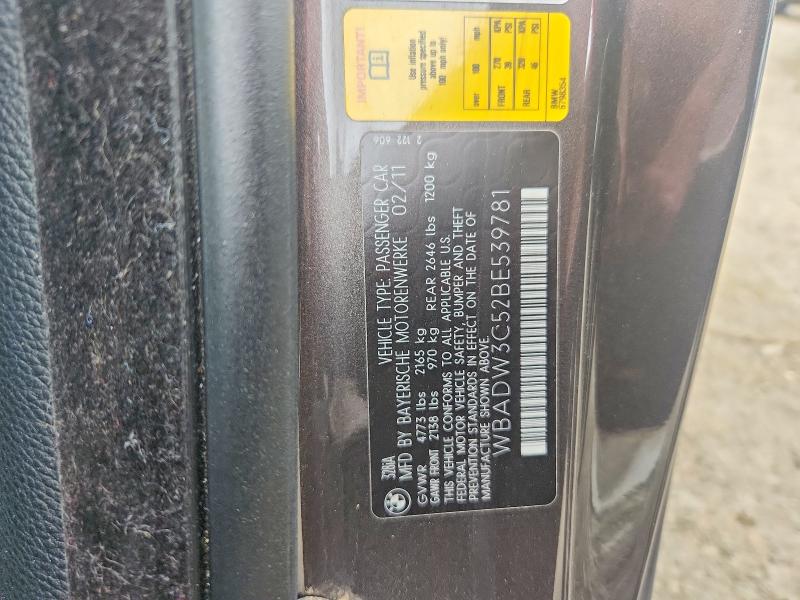 2011 Bmw 328 მანქანა იყიდება აუქციონზე, vin: WBADW3C52BE539781, აუქციონის ნომერი: 60439526