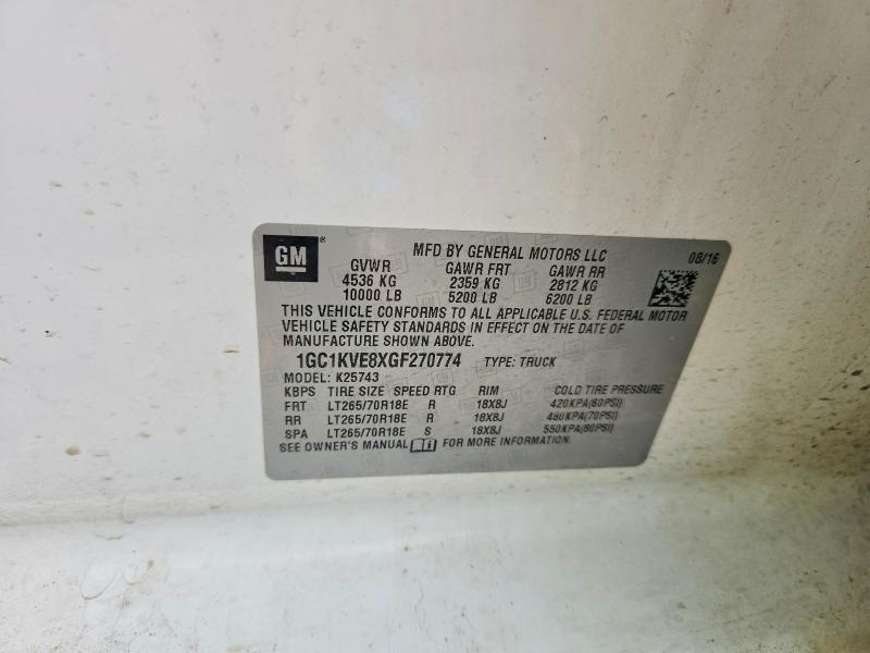 Auction sale of the 2016 Chevrolet Silverado, vin: 1GC1KVE8XGF270774, lot number: 62659036