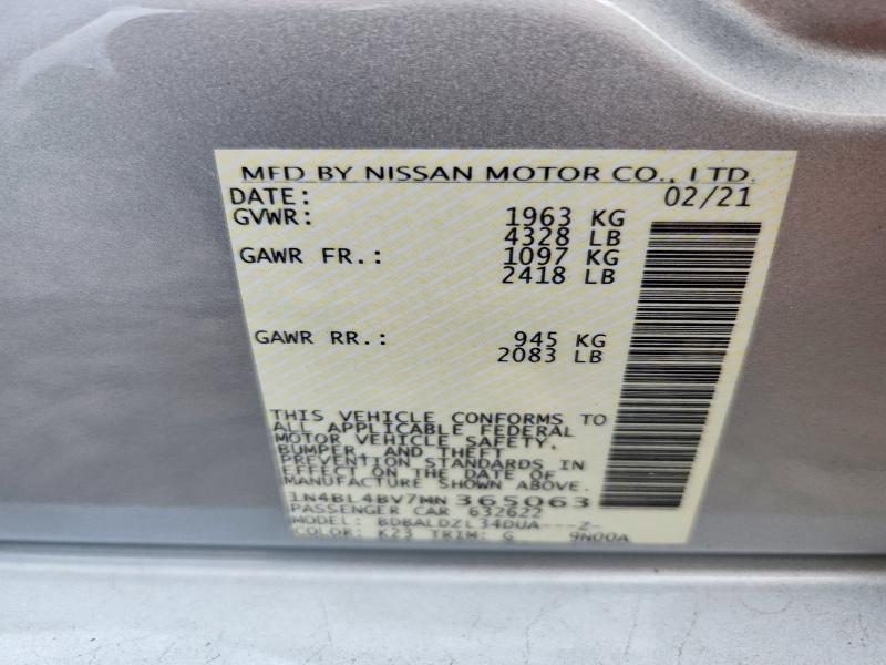 62331136 :رقم المزاد ، 1N4BL4BV7MN365063 vin ، 2021 Nissan Altima مزاد بيع