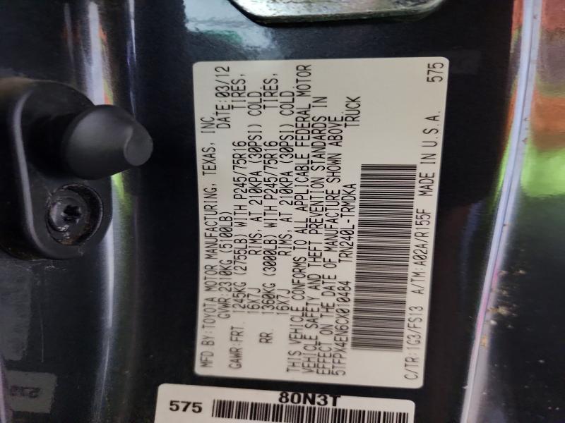 Aukcja sprzedaży 2012 Toyota Tacoma, vin: 5TFPX4EN6CX010484, numer aukcji: 60579866