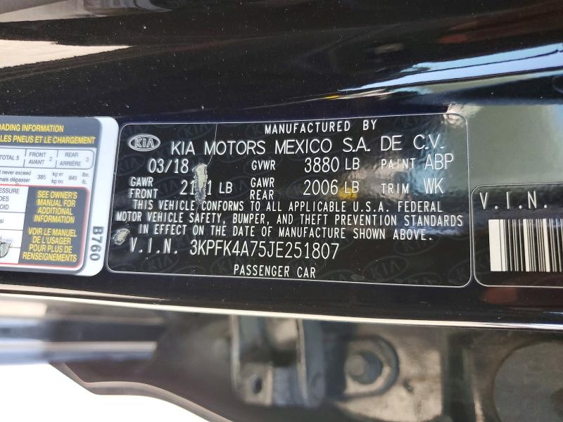 63021316 :رقم المزاد ، 3KPFK4A75JE251807 vin ، 2018 Kia Forte مزاد بيع
