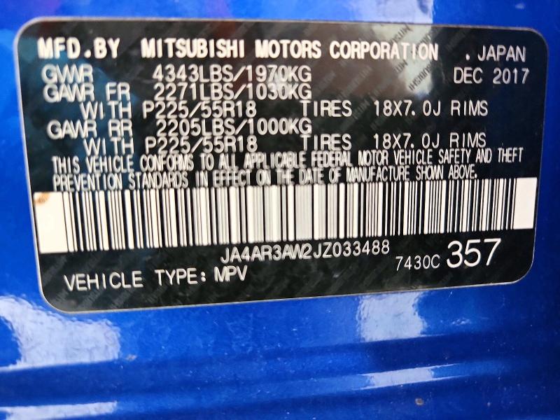 Продажа на аукционе авто 2018 Mitsubishi Outlander Sport, vin: JA4AR3AW2JZ033488, номер лота: 62838076