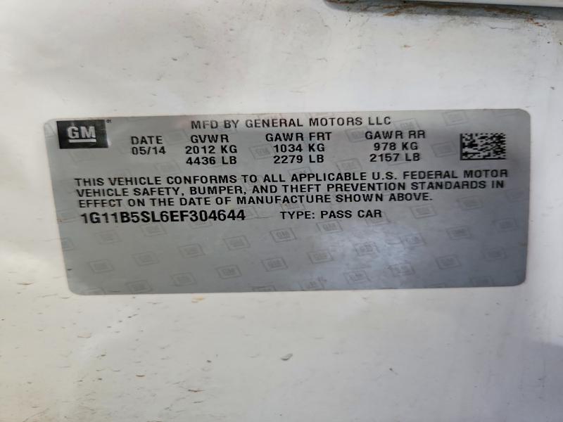 Продаж на аукціоні авто 2014 Chevrolet Malibu, vin: 1G11B5SL6EF304644, номер лоту: 65059446