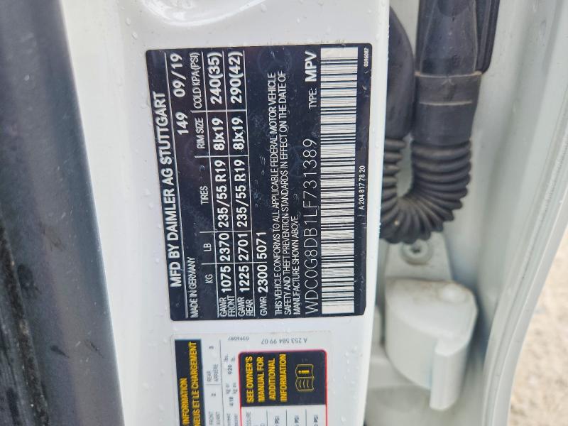Aukcja sprzedaży 2020 Mercedes-benz Glc, vin: WDC0G8DB1LF731389, numer aukcji: 61428536
