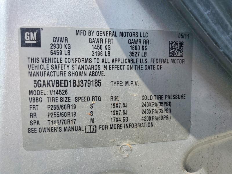Продажа на аукционе авто 2011 Buick Enclave, vin: 5GAKVBED1BJ379185, номер лота: 61421466