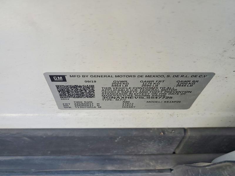 Продажа на аукционе авто 2020 Chevrolet Equinox, vin: 3GNAXHEV5LS547725, номер лота: 63042496