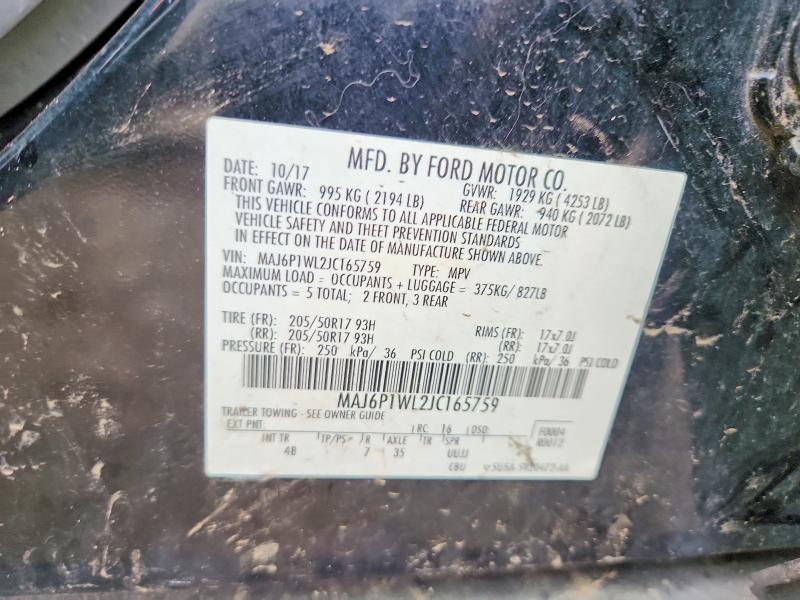 Aukcja sprzedaży 2018 Ford Ecosport, vin: MAJ6P1WL2JC165759, numer aukcji: 60151486