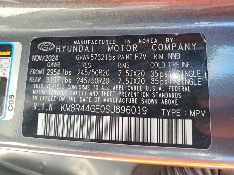 60017716 :رقم المزاد ، KM8R44GE0SU896019 vin ، 2025 Hyundai Palisade مزاد بيع