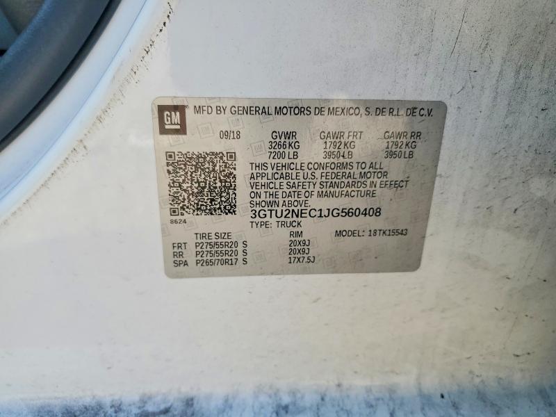 Aukcja sprzedaży 2018 Gmc Sierra, vin: 3GTU2NEC1JG560408, numer aukcji: 62334236