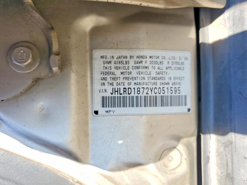 Продажа на аукционе авто 2000 Honda Cr-v, vin: JHLRD1872YC051595, номер лота: 60603926