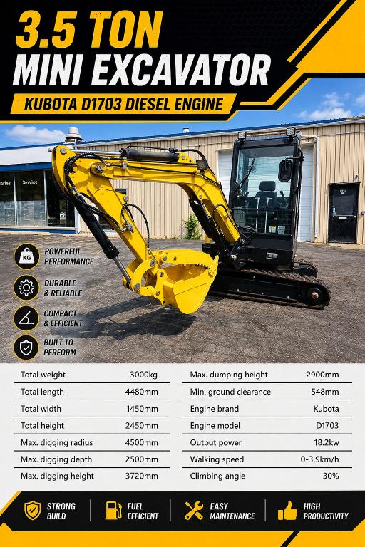 2024 Others 2024 3.5 Ton Mini Excavator Ku მანქანა იყიდება აუქციონზე, vin: 38911570, აუქციონის ნომერი: 63592446