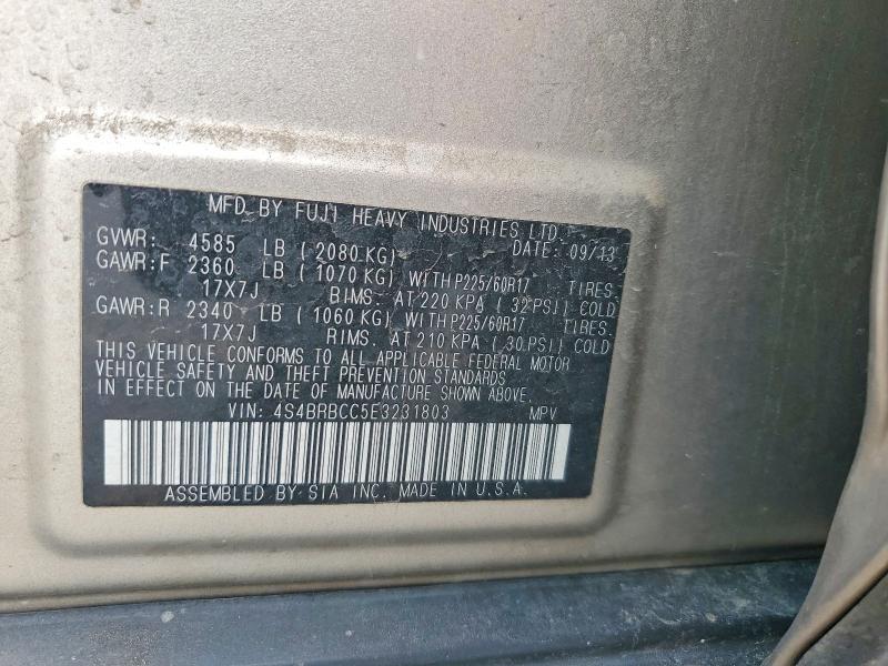 Aukcja sprzedaży 2014 Subaru Outback, vin: 4S4BRBCC5E3231803, numer aukcji: 60252806