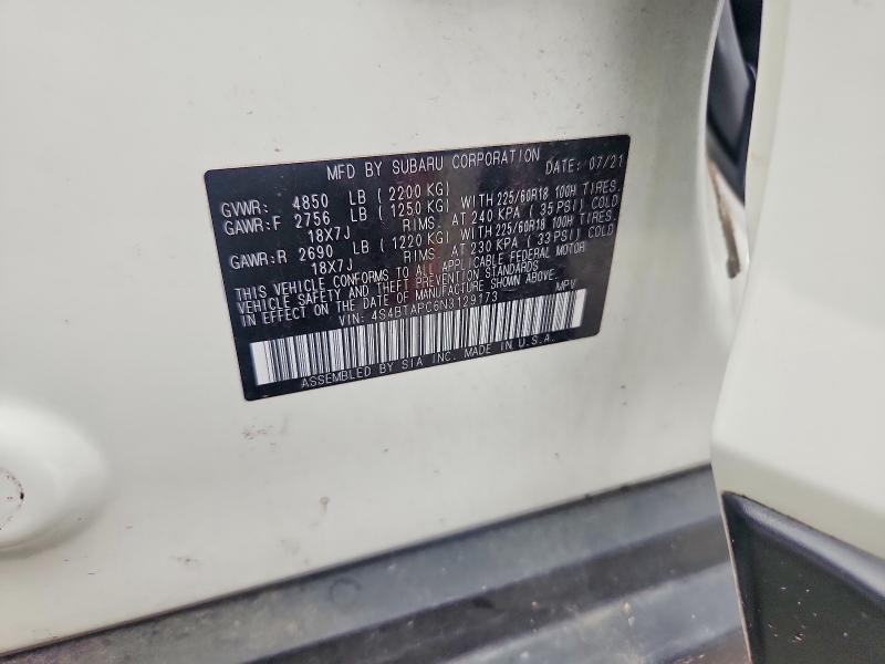 Продаж на аукціоні авто 2022 Subaru Outback, vin: 4S4BTAPC6N3129173, номер лоту: 61140046