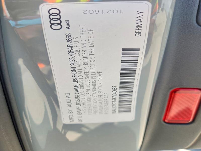 Aukcja sprzedaży 2019 Audi S5, vin: WAUC4CF57KA040687, numer aukcji: 61586986