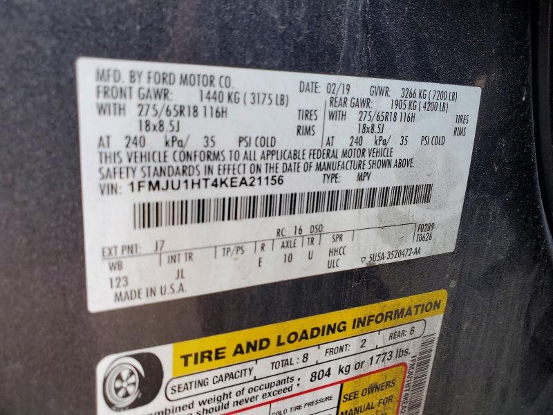 2019 Ford Expedition მანქანა იყიდება აუქციონზე, vin: 1FMJU1HT4KEA21156, აუქციონის ნომერი: 60752346