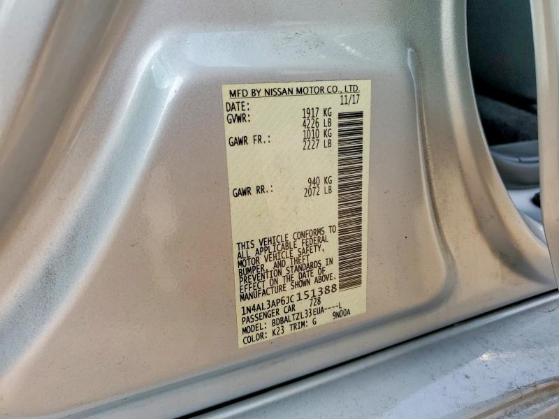 Aukcja sprzedaży 2018 Nissan Altima, vin: 1N4AL3AP6JC151388, numer aukcji: 62773116