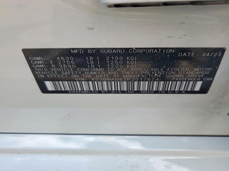 Продажа на аукционе авто 2023 Subaru Legacy, vin: 4S3BWAN67P3017624, номер лота: 59919786