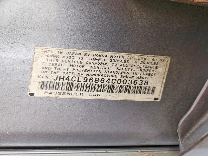60775566 :رقم المزاد ، JH4CL96864C003638 vin ، 2004 Acura Tsx مزاد بيع