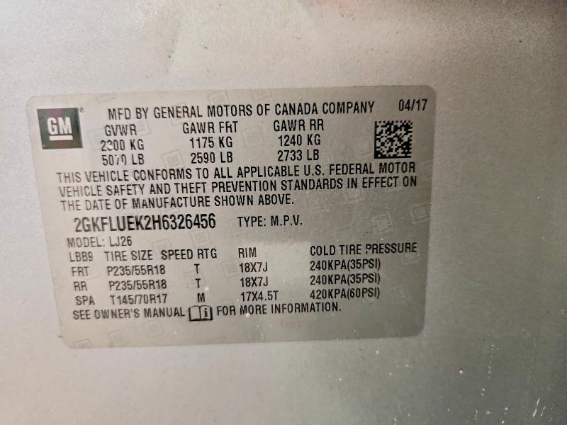 Продажа на аукционе авто 2017 Gmc Terrain, vin: 2GKFLUEK2H6326456, номер лота: 60369316
