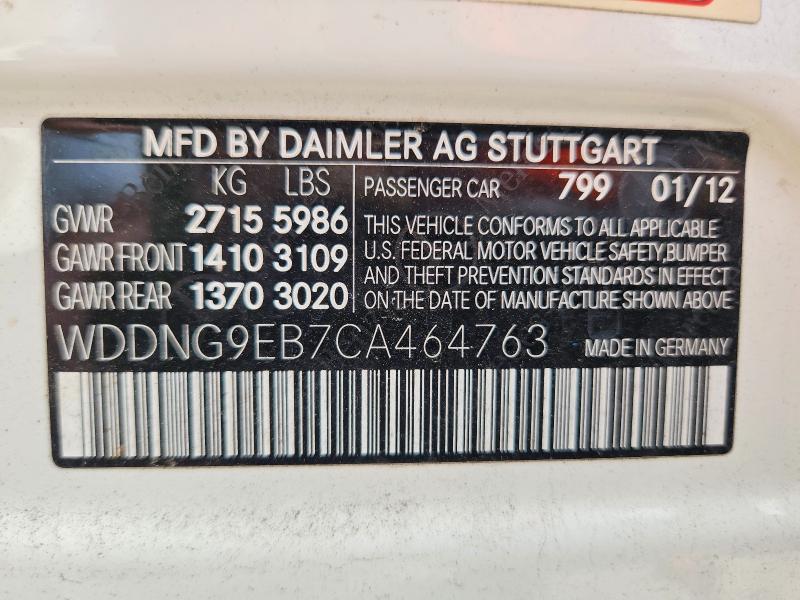 Aukcja sprzedaży 2012 Mercedes-benz S, vin: WDDNG9EB7CA464763, numer aukcji: 59583496