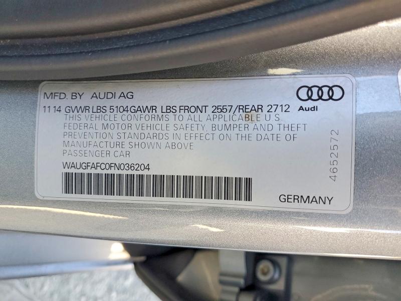 2015 Audi A6 მანქანა იყიდება აუქციონზე, vin: WAUGFAFC0FN036204, აუქციონის ნომერი: 60646856