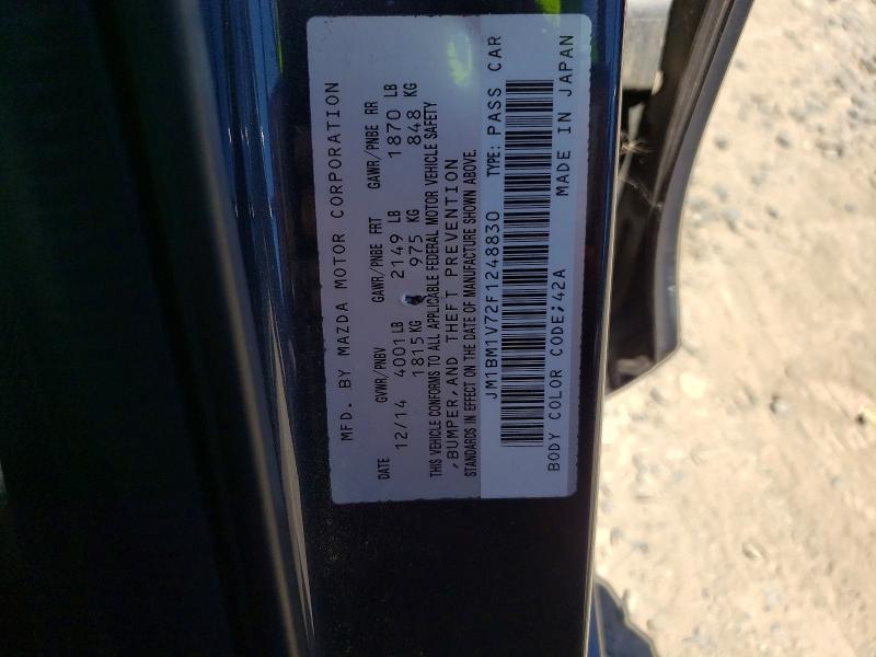 62659786 :رقم المزاد ، JM1BM1V72F1248830 vin ، 2015 Mazda 3 مزاد بيع