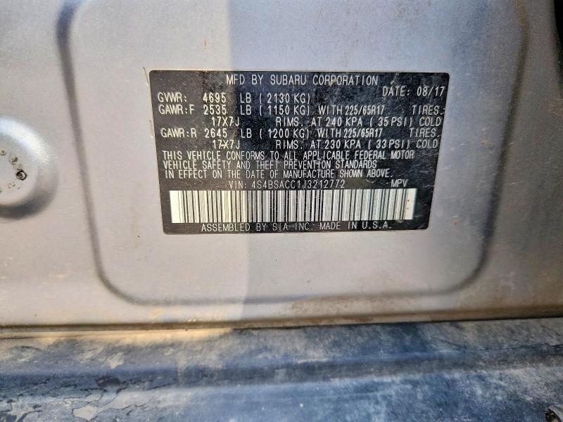 Aukcja sprzedaży 2018 Subaru Outback, vin: 4S4BSACC1J3212772, numer aukcji: 59866646