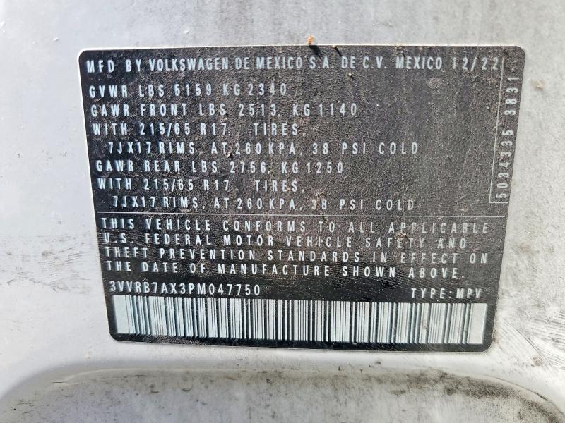 Aukcja sprzedaży 2023 Volkswagen Tiguan, vin: 3VVRB7AX3PM047750, numer aukcji: 60561556