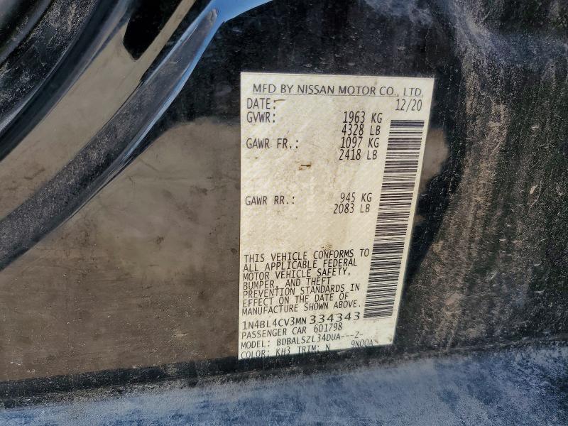 Aukcja sprzedaży 2021 Nissan Altima, vin: 1N4BL4CV3MN334343, numer aukcji: 60662356